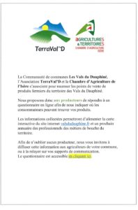 La Communauté de communes Les Vals du Dauphiné, l Association TerraVal’ D et la Chambre d’Agriculture de l’Isère…