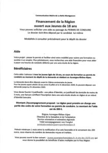Financement de la région ouvert aux jeunes de 18 ans