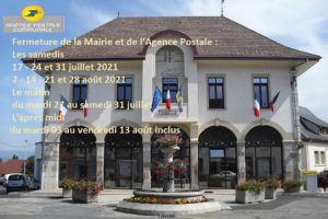 FERMETURE ESTIVALE DE LA MAIRIE ET DE L AGENCE POSTALE